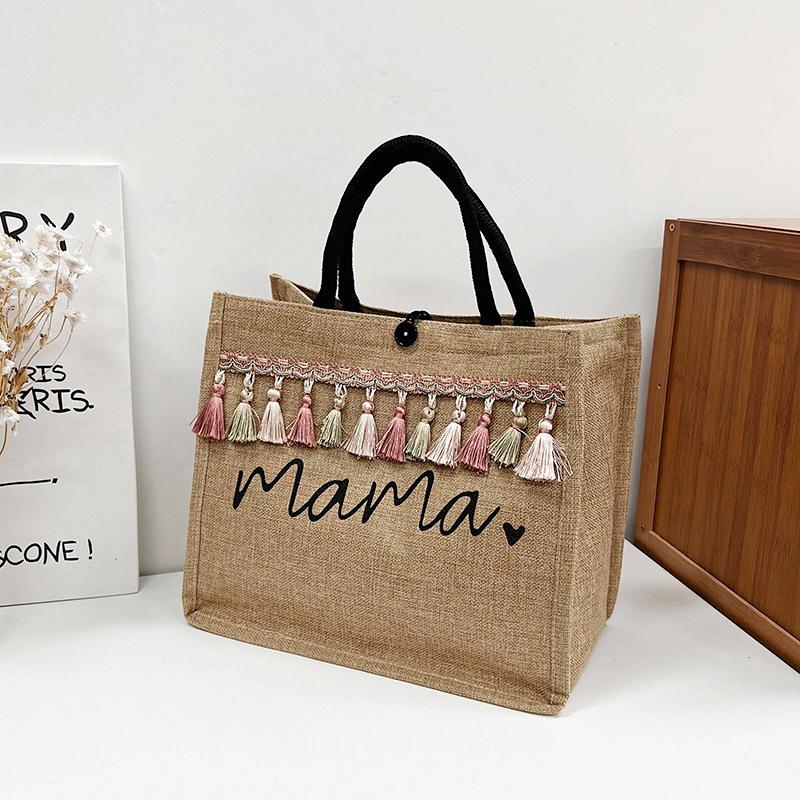 Bag Women's 2025 New Large Capacity Women's Handbag Fashion Linen Su Printed Tote Bag