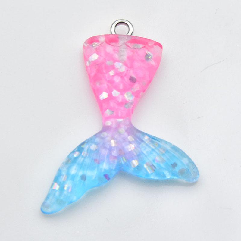 Gradient Resin Mermaid Tail Keychain Pendant Earrings - DIY Jewelry Accessory