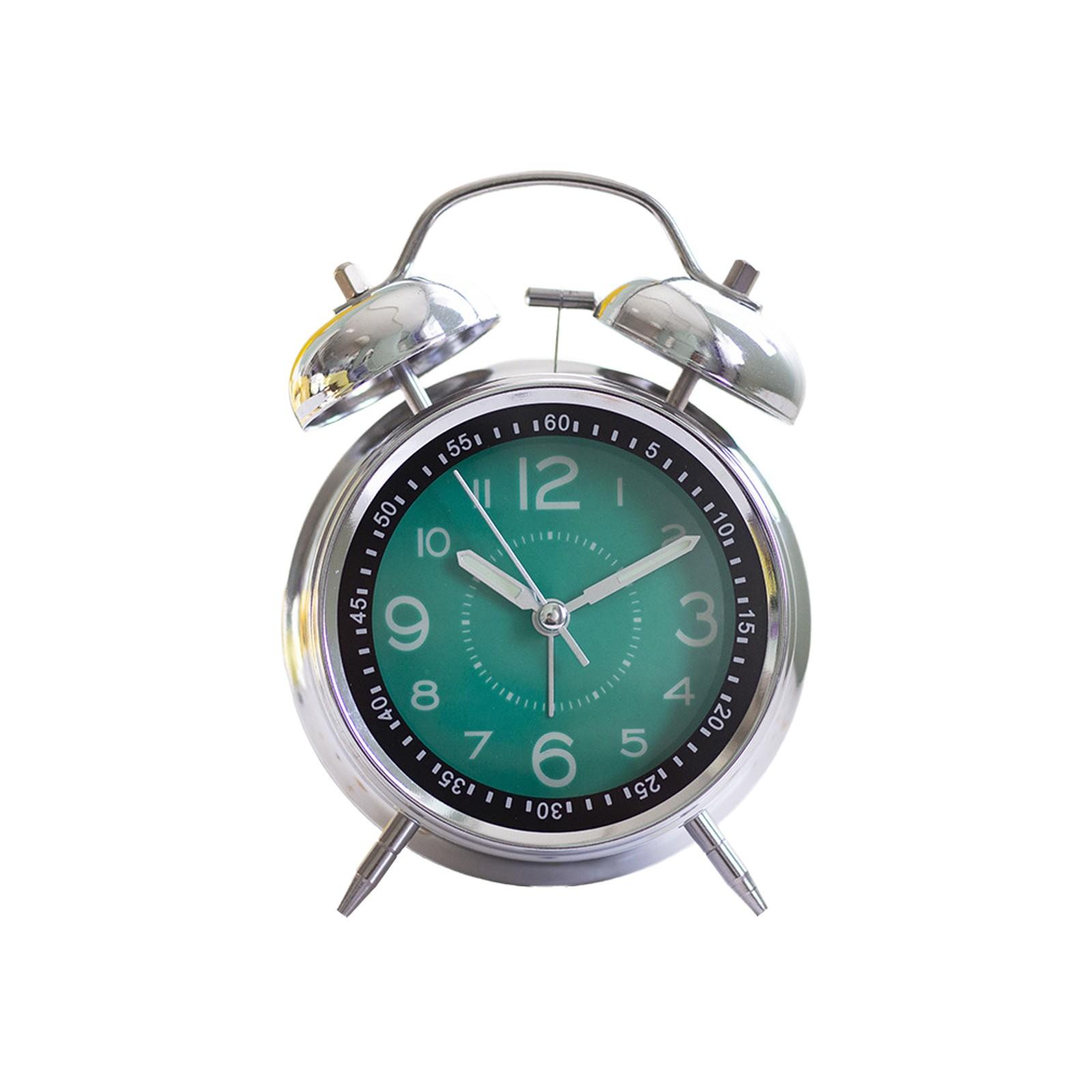 

Громкий будильник для тех, кто крепко спит, аналоговые металлические будильники с двумя колокольчиками, работающие от батареек, с подсветкой для спальни, старомодный настольный будильник One Size