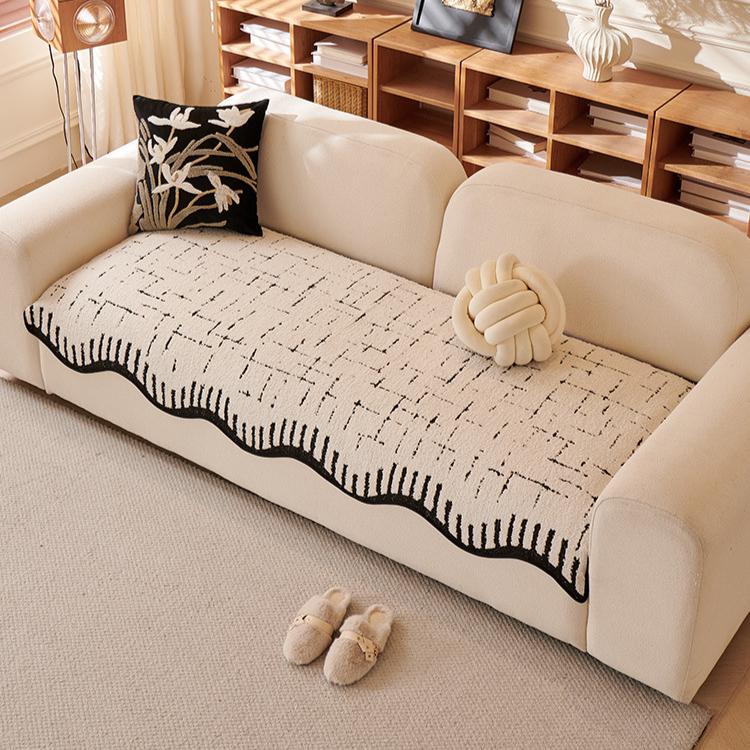 1pc Modern Minimalist Plush Sofa Cushion,Black and White Striped Non-Slip Soft Touch Moisture Absorbent Suitable for Living Room, Bedroom Office Decor