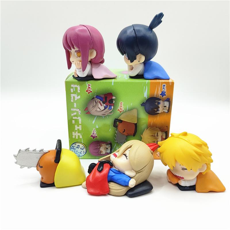 5pcs/set Cute Chainsaw Man Sleep Verion PVC Action Figures Toys
