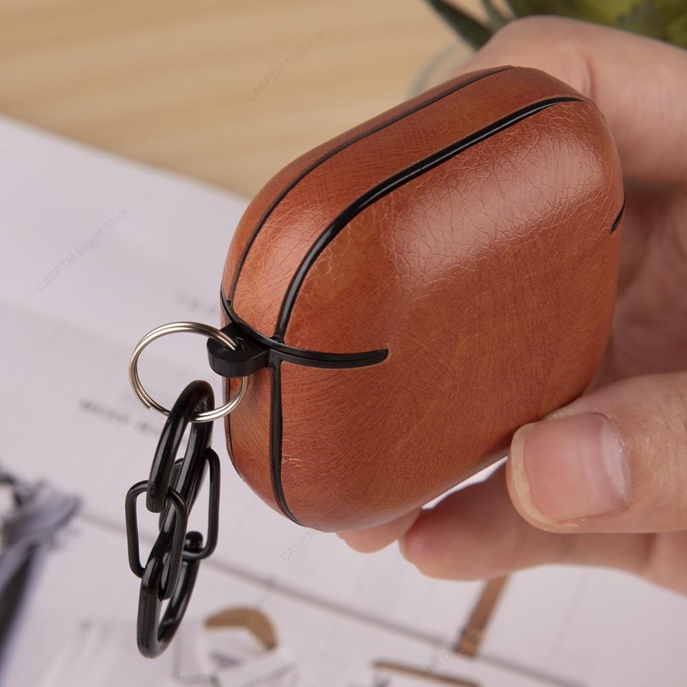 Leather Case For AirPods 4 Business Earphone Cases For AirPods Pro 3 Pro3 Generation Cover Headset Shell With Hook