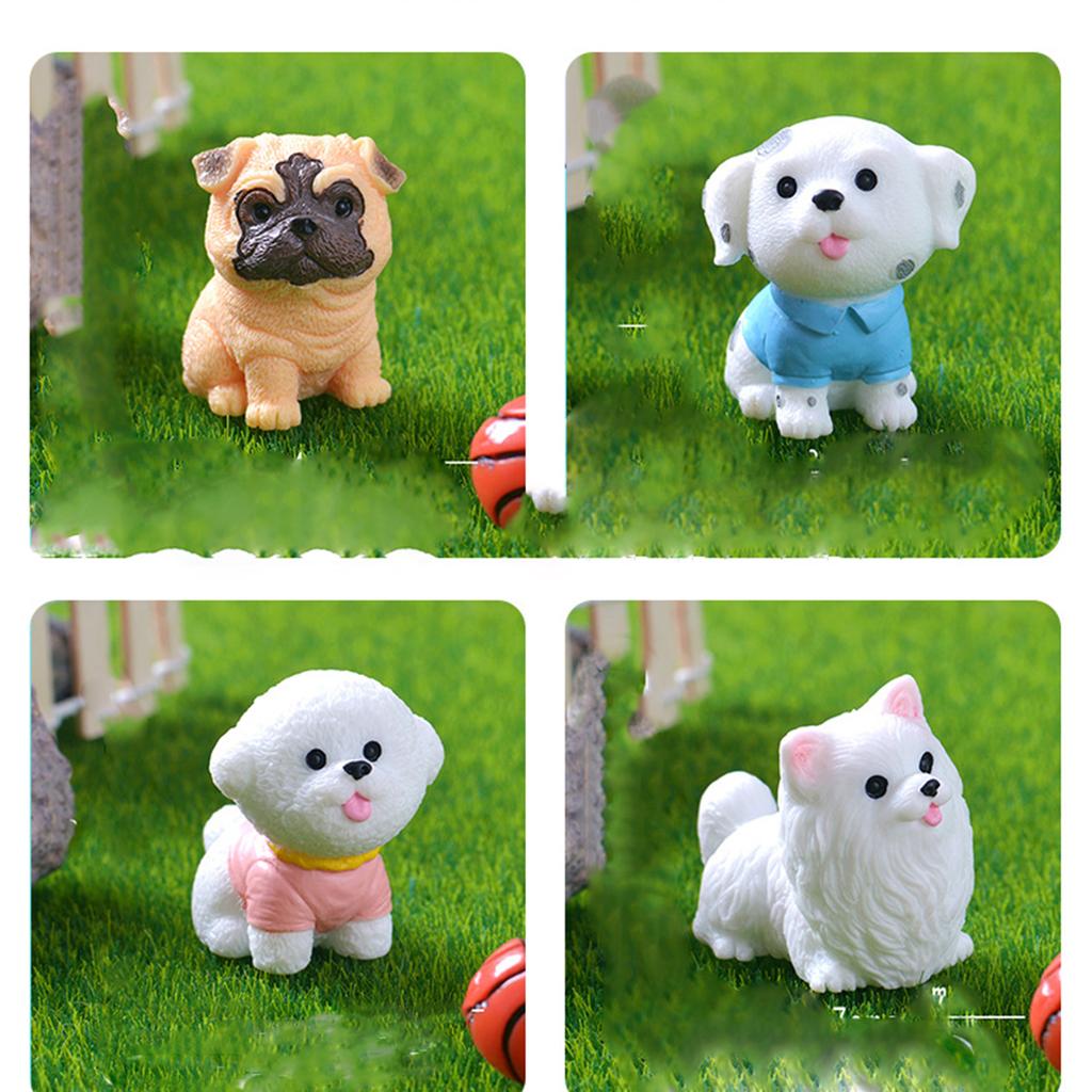 1/4pcs/Micro Landscape Resin Cute Simulation Color Puppy Gardening Ornaments Dog Home Decoration Crafts Samoyed Bichon