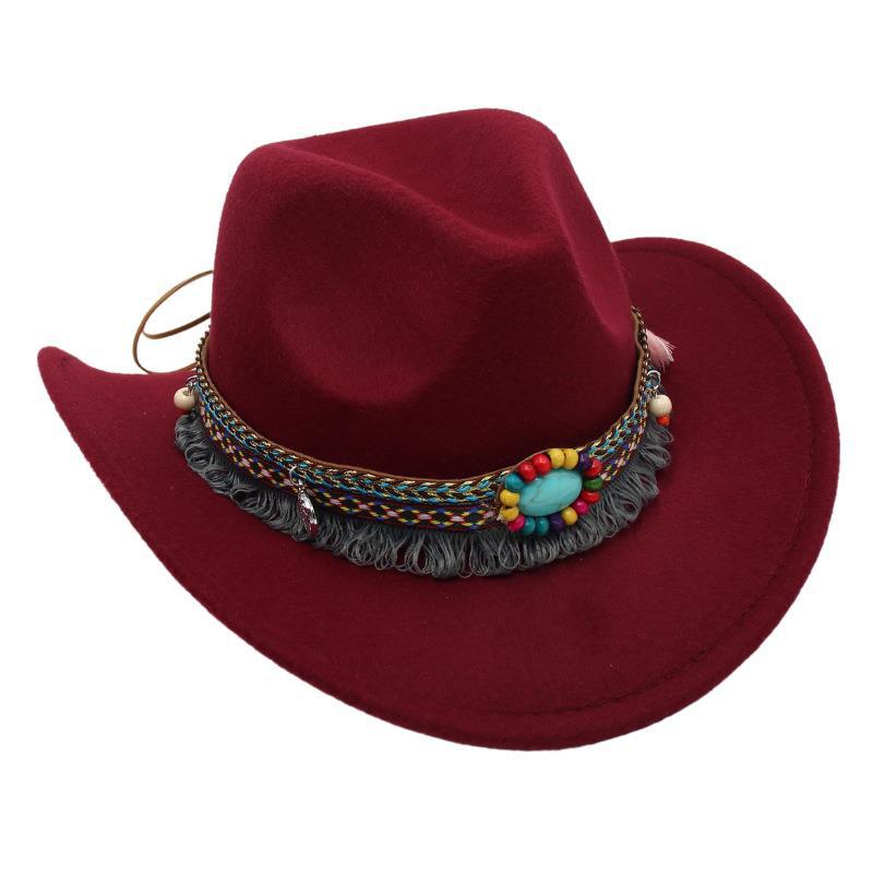 British Jazz Hat Big Eave Hat Square Ribbon French Top Hat Men'S And Women'S Cashmere Felt Hat