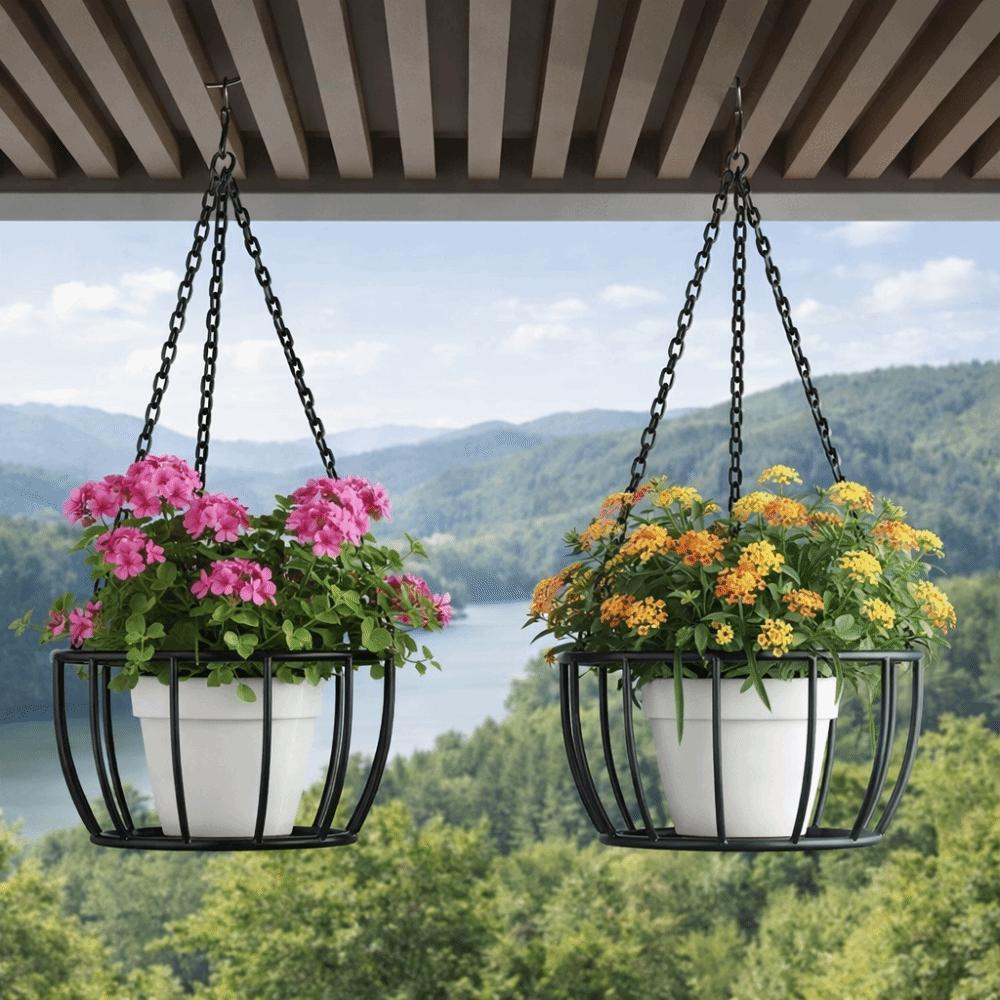 Iron Rope Hanger Flower Pot with Chain Flower Pot Holder Decoration Hanging Planter Hanger  Outdoor