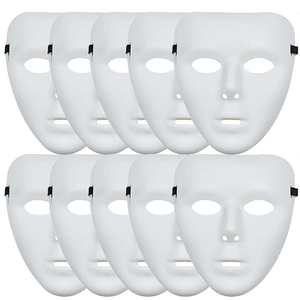 1/5/10PCS Halloween Fancy Dress White Mask,Full Face Anonymous Street Dance Ghost Step Cosplay Masquerade Mask for Hip Hop Dance