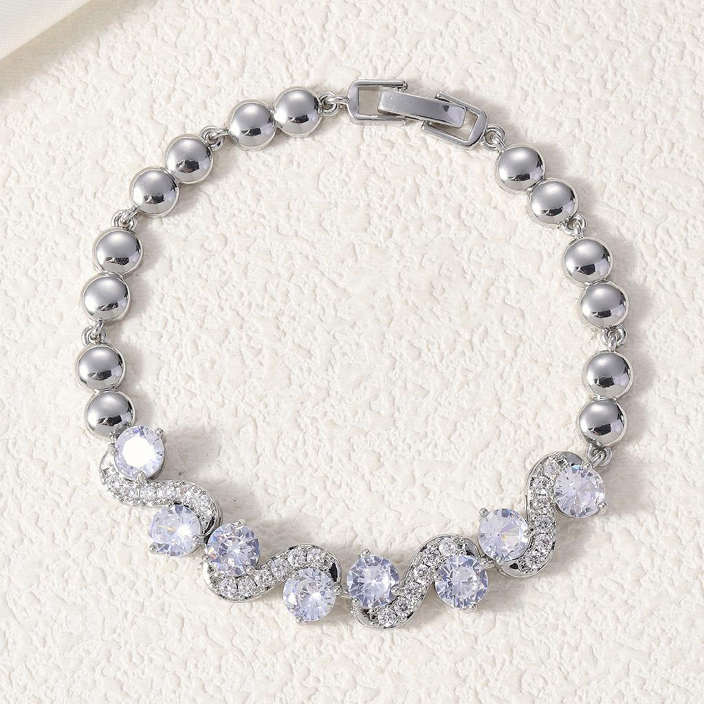 Bracelet New Style Light Luxury Full of Zircon Bracelet for Women Retro Bean Style Jewelry