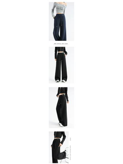 Autumn/Winter American Casual High Waist Slimming Sweatpants - Narrow/Wide Leg, Straight Cut, Loose Fit, Comfortable Outerwear.