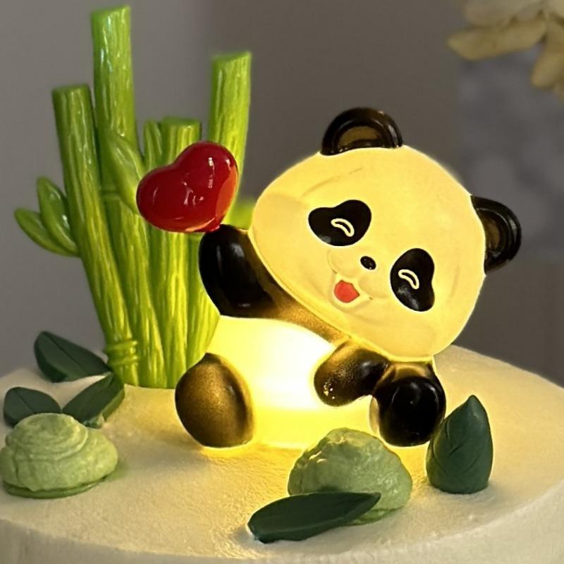 Adorable Panda Cake Decor - Cute Mori Style Bamboo Animal Birthday Ornaments for Kids