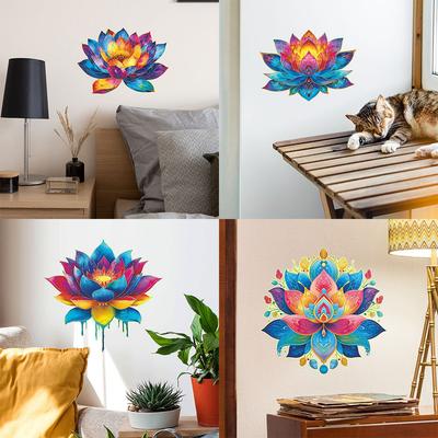 Personalized Colorful Lotus Living Room Entrance Home Wall Decoration Stickers