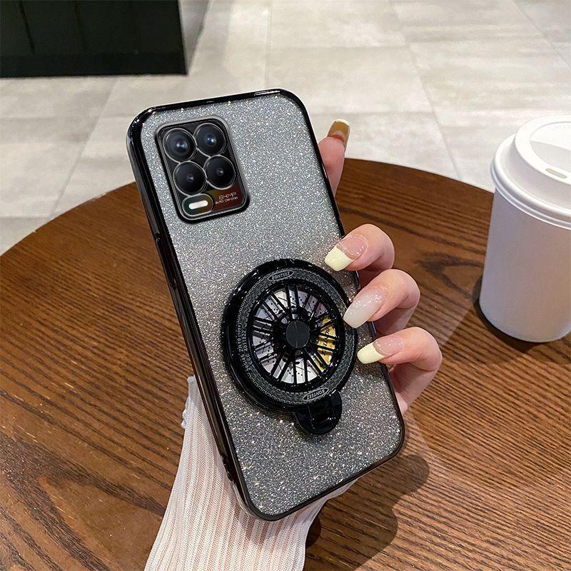 Realme8 Mobile Phone Case New Gyro Bracket Realme Real 8 Pro Rotating Decompression Creative Gradual Change Glitter