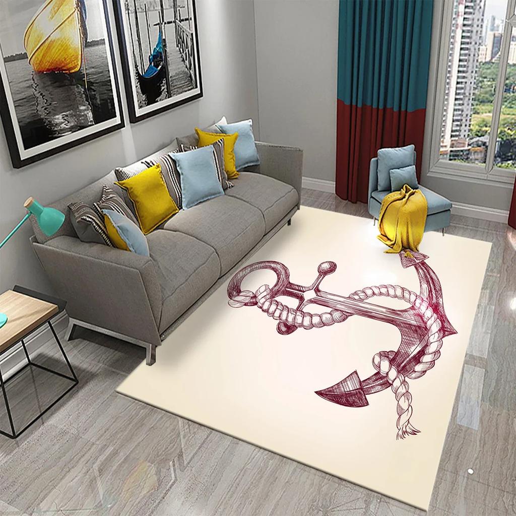 Anchor Carpet Sea Boat Decor Door Rugs for Living Room Bedroom Entrance Door Decor Area Rugs Kitchen Bathroom Non-slip Carpet