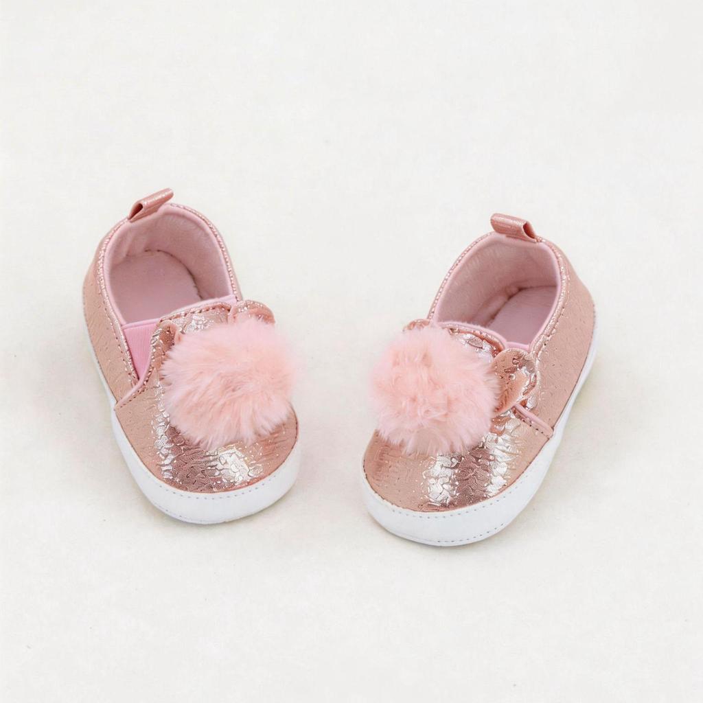 Pom-Pom Baby First Walker Shoes - Non-Slip Toddler Floor Shoes with Rabbit Design for Spring and Autumn