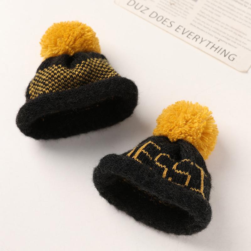 1Pcs Cute Doll House Doll Mini Woolen English Ball Hat Handmade Woven Knitted Woolen Head Covers Diy Decoration Toy For Children