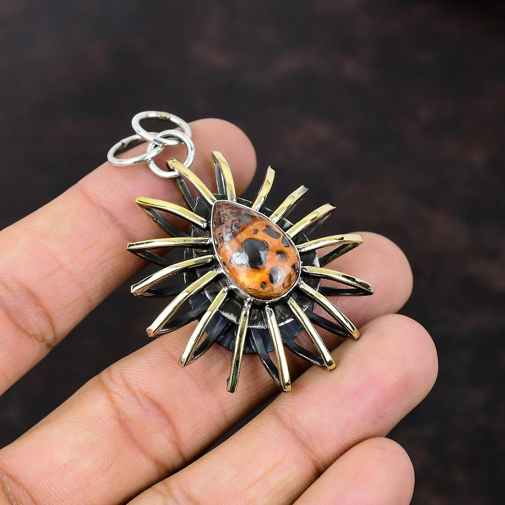 Bauxite Pendant 925 Sterling Silver Pendant Gemstone Pendant Handmade Jewelry 18K Gold Plated Cage Pendant Gift For Friend Beautiful Jewelry