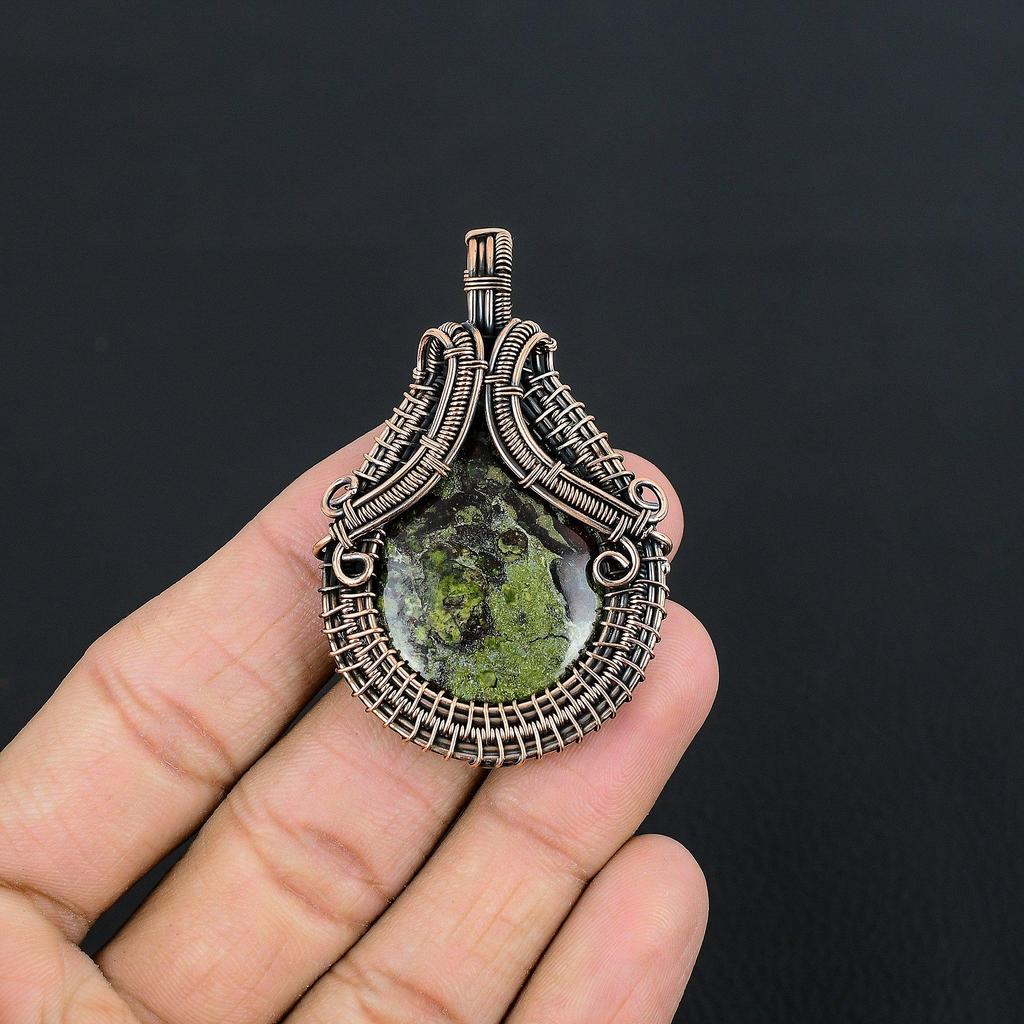 Dragon Blood Jasper 999 Copper Wire Wrapped Pendant, Handmade Gemstone Pendant Jewelry, Gifts For Wife Brand New Pendant