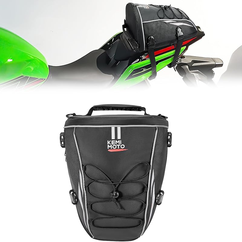 KEMIMOTO Motorcycle Tail Bag Waterproof Storage Bag Rear Rack Bag Tool Bag With Shoulder Strap And Waterproof Cover 10L Silver серебряный