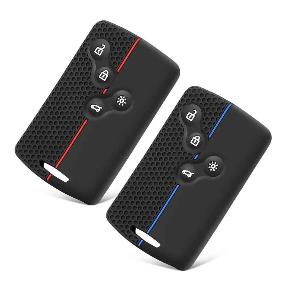 Silicone Remote Keychain Key Cover For Renault Clio Laguna Koleos Megane Fluence Zoe Scenic Captur Card 4 Buttons Car Key Case