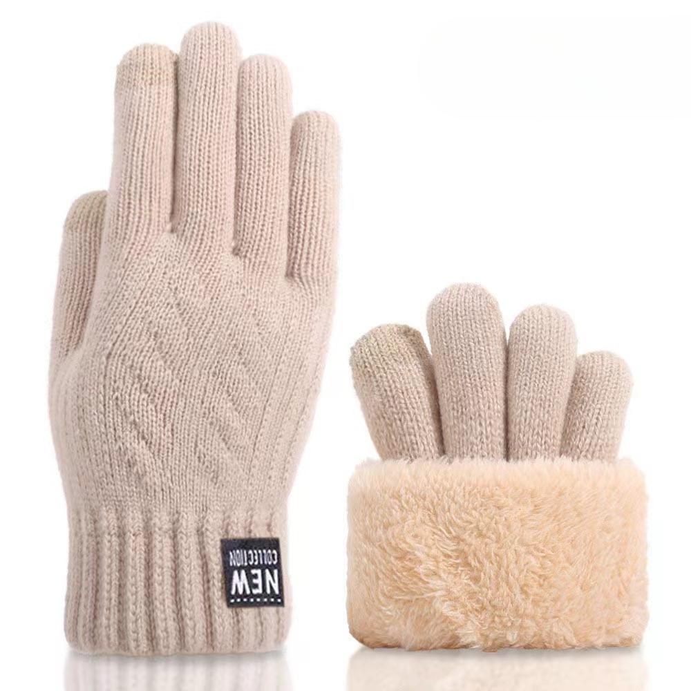 

Зимние бархатные утолщенные двухслойные жаккардовые сенсорные теплые перчатки для езды на велосипеде с пятью руками average size