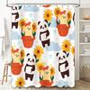 Bright Sunny Day Cartoon Shower Curtain Cute Panda Rabbit Yellow Flowers Bathroom Decor Home Decoration Waterproof Fabric for Ki