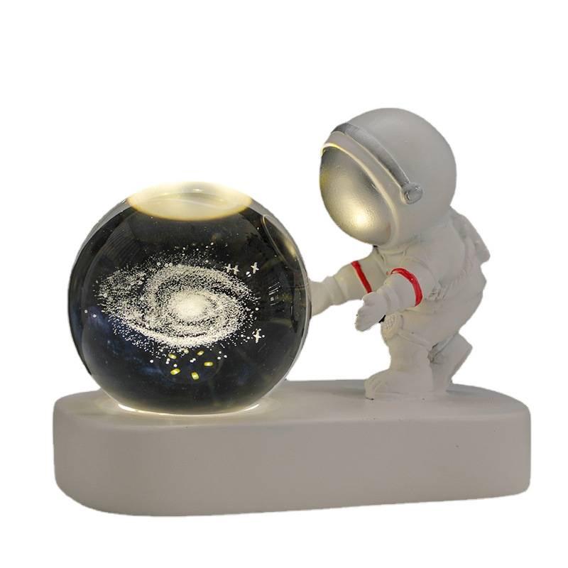 Creative Astronaut Night Light with Crystal Ball Base - Moon Festival Gift Ornament