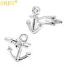 Silver Plated Boat Anchor Cufflinks Men's French Shirt