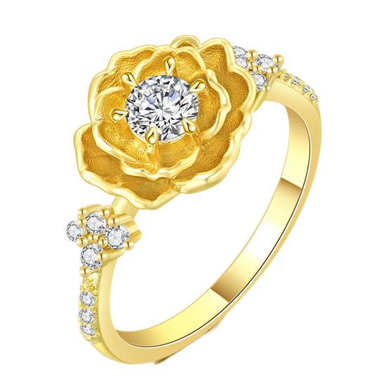 Bague Femme Fleur Tridimensionnelle Zircone Cubique Bijoux Floral Style Ins Bague de Doigt