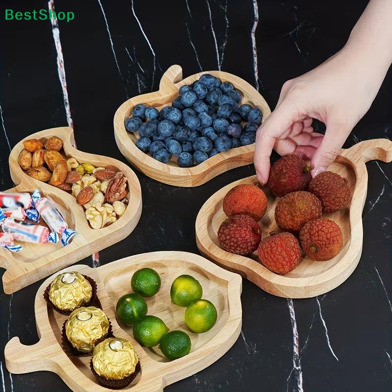 Wooden Fruit Platter Set | Creative Shape Divided Snack Trays for Fruits, Nuts & Candies