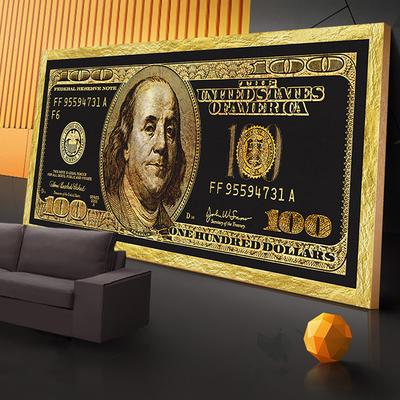 Poster e stampe ispiratrici su tela con dollari d'oro Dipinti su tela con soldi d'argento sulla foto artistica da parete per il soggiorno