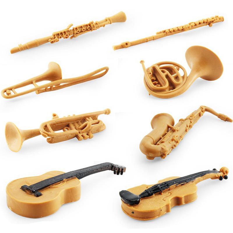 Simulation Musical Instrument Set Horn Trombone Clarinet Flute Saxophone Violin Guitar Model Static Ornament