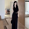 Korean Summer Kink Pleated Retro Top Vest Splicing Set Sleeveless Skirt Pendulum