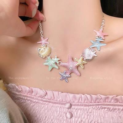 Collier en perles d'étoile de mer, bijoux coquillage, nouveau collier pour femme
