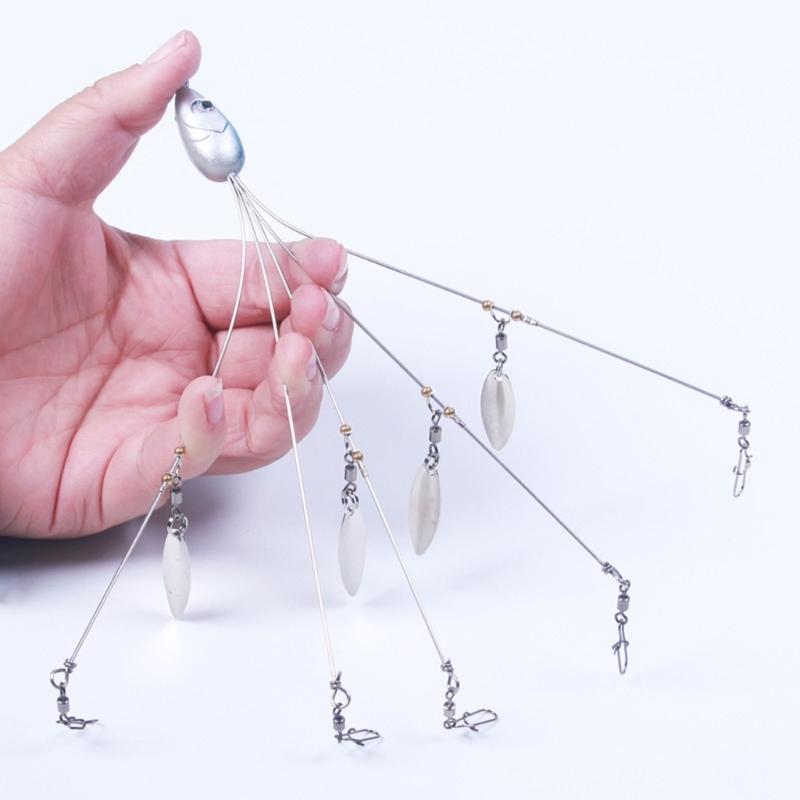 2 Stuks 5 Arm Rig Hoofd Zwemmende Kunstaas Visserij Groep Lures Snap Swivels Spinner Visserij Lures Rig Voor Langdurig Gebruik