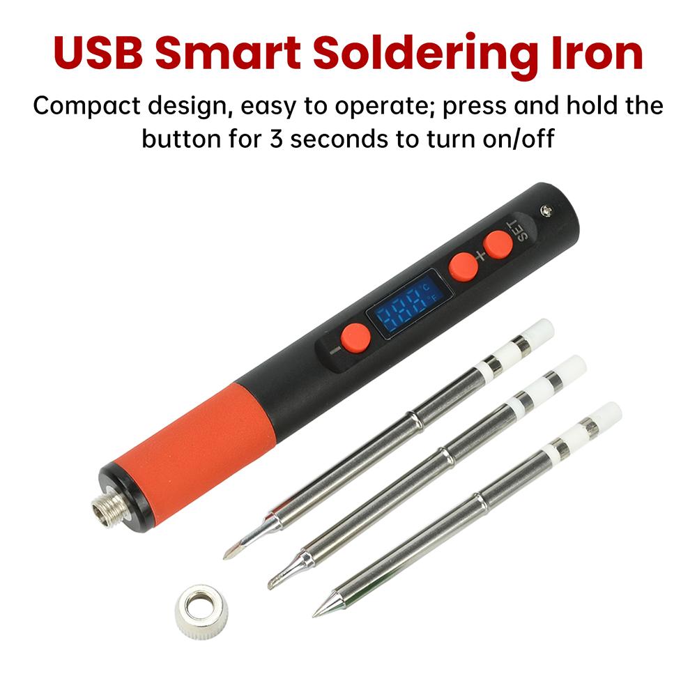T65 Digital Electric USB Soldering Iron Kit Set Smart Adjustable Temperature Welding Repair Tool 180-500℃