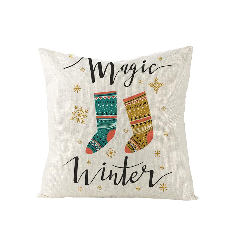 Home Polyester Pillow Cover Cartoon Digital Print Christmas Cushion Cover Living Room Sofa Cushion Cover