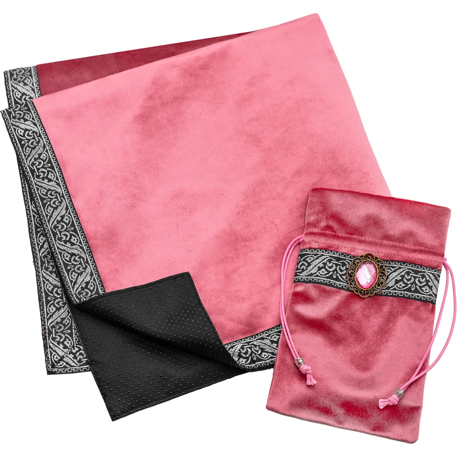 MARDUK Tarot Cloth Large Velvet Non-Slip Card Mat 65cm x 65cm Pink