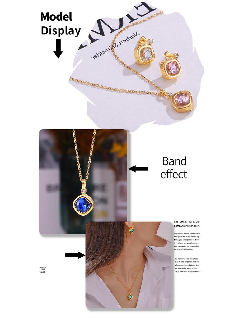 Chic Style Jewelry Set with Interchangeable Zircon - Unique Copper Design