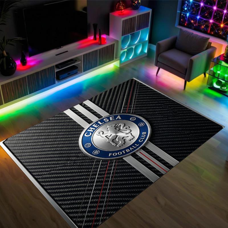 Tappeto in Velluto di Cristallo Design Chelsea FC Accogliente Non?Tappeto Stampato Antiscivolo per Camera da Letto Soggiorno Ingresso