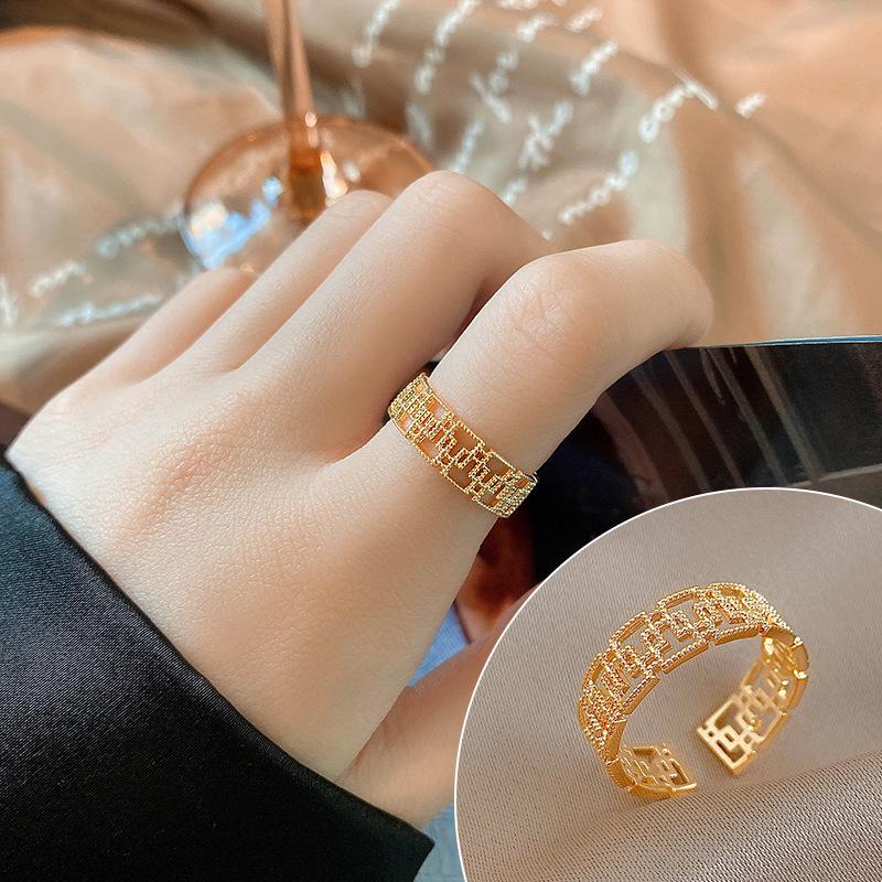 

Real gold twist zir*****pen ring adjustable index finger ring ring fashion jewelry wholesale women