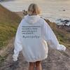 Moletom feminino com forro de fleece, best-seller transfronteiriço, cor sólida, estampa de letras, bolso, cordão, capuz estampado, casual e versátil
