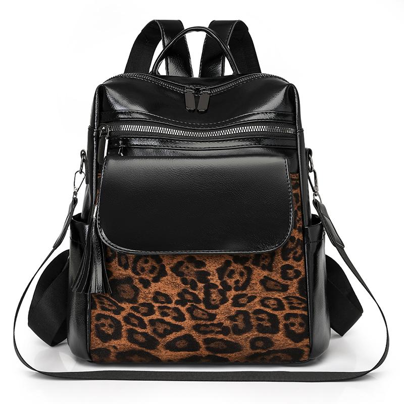 Fashion Leopard Print Women Backpack Large Capacity Schoolbag For Teenagers Girls Backpack Travel Female Shoulder Bag Bagpack