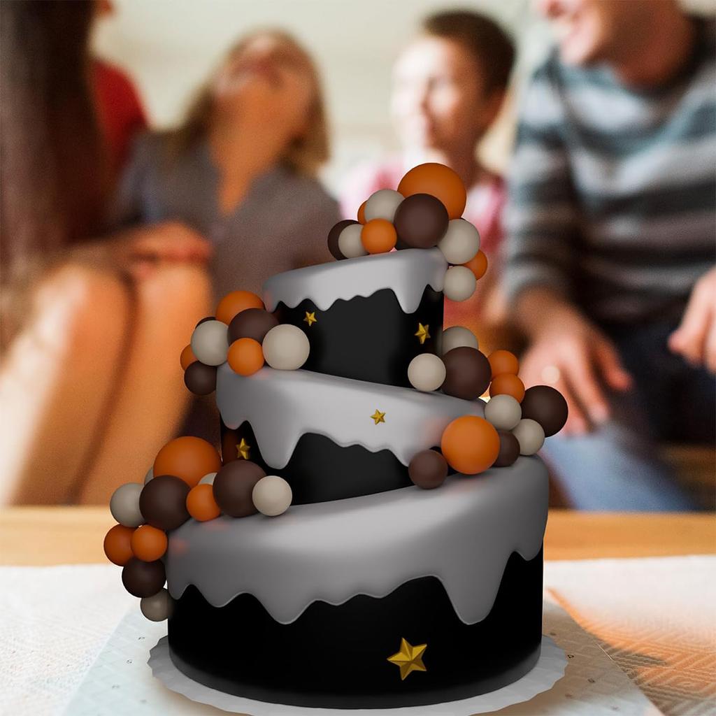 33 Pcs Khaki/Orange/Brown Balls DIY Cake Topper Mini Balloons Cupcake Toppe Decoration for Anniversary/Birthday/Halloween