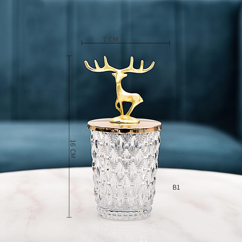 Modern Crystal Glass Ornaments: Golden Deer Decoration for Coffee Table