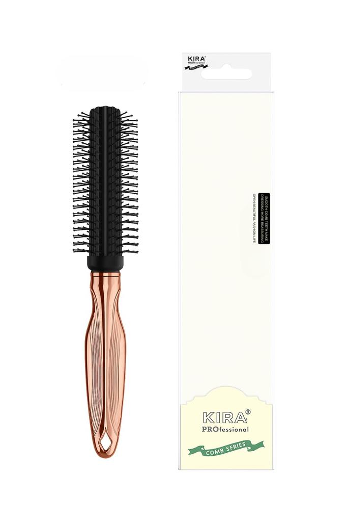KIRA Professional Round Hair Brush with Chrome Handle | Anti-Static Bristles for Blow-Drying, Curling & Voluminous Styling | Suitable for All Hair