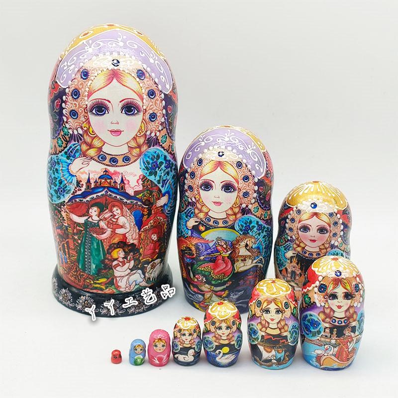 

Ten-Layer Russian Matryoshka Doll Toy: Wooden Craft for Kids, Birthday, or Christmas Gift & Travel Souvenir