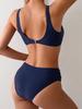 Women's Push-up High-Waisted Bikini with Wide Shoulder Straps, Solid Color, Slimming Two-Piece Swimsuit for Beach Vacations