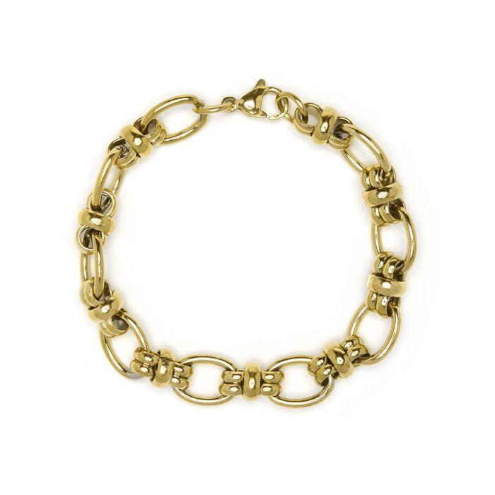 Bracelet - LUXENTER - Laneda - Acier hypoallergénique - Plaqué or jaune 18 carats - Longueur 19 cm