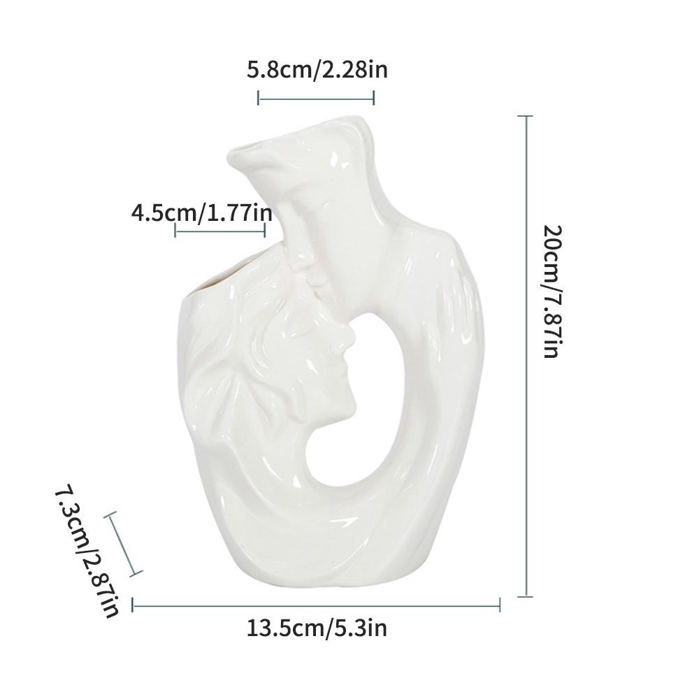 Kuss-Charakter-Paar-Vase, Keramik-Handwerksornament, Büro-Heim-Wohnzimmer-Dekorationsgeschenk, Paar, Vase