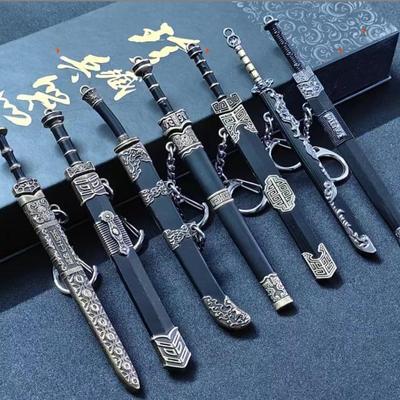 Ancient Mini Sword 12 Cm Keychain Pendant Metal Toy Decoration, 7-piece Set