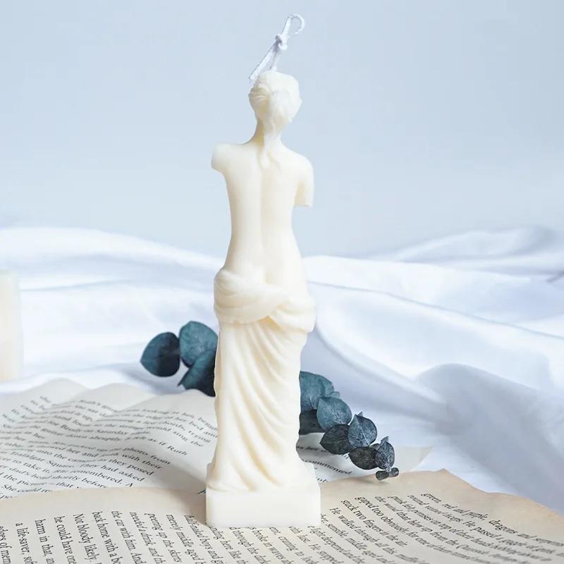 3D Roman Column Candle Mold Ancient Pillar Silicone Mold DIY Venus Portrait Scented Candle Body Plaster Silicone Mold Home Decor